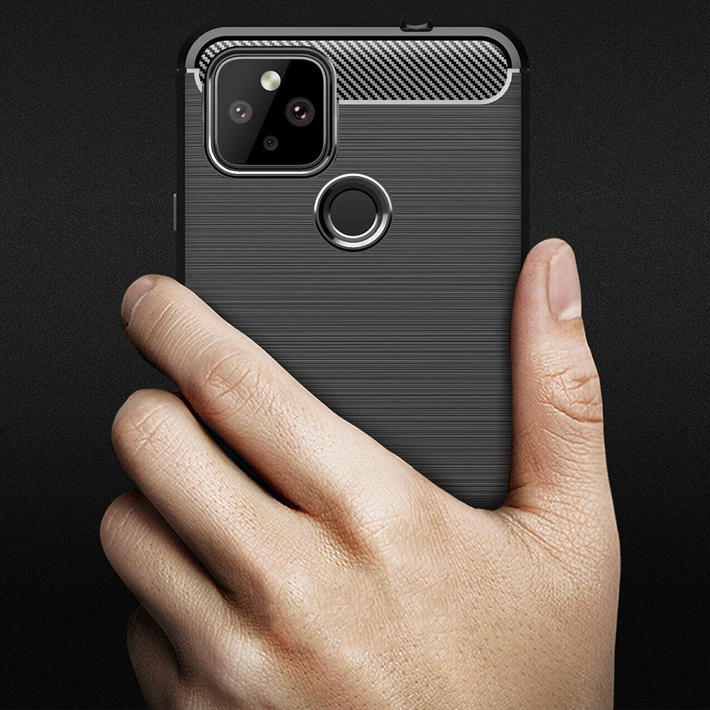 Husa de protectie Techsuit Carbon Silicone compatibil cu Google Pixel 5, Negru