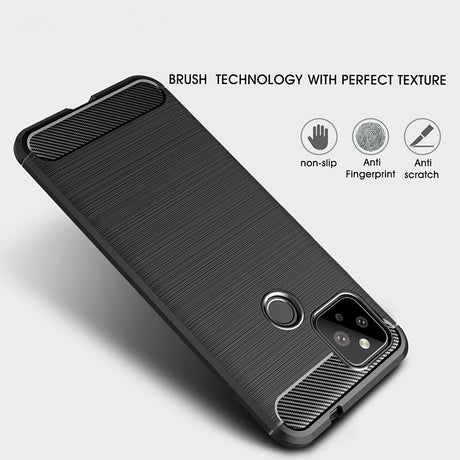 Husa de protectie Techsuit Carbon Silicone compatibil cu Google Pixel 5, Negru