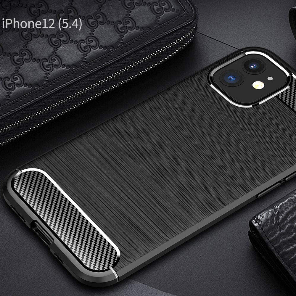 Husa de protectie Techsuit Carbon Silicone compatibil cu iPhone 12 Mini, Negru