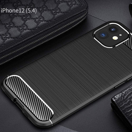 Husa de protectie Techsuit Carbon Silicone compatibil cu iPhone 12 Mini, Negru
