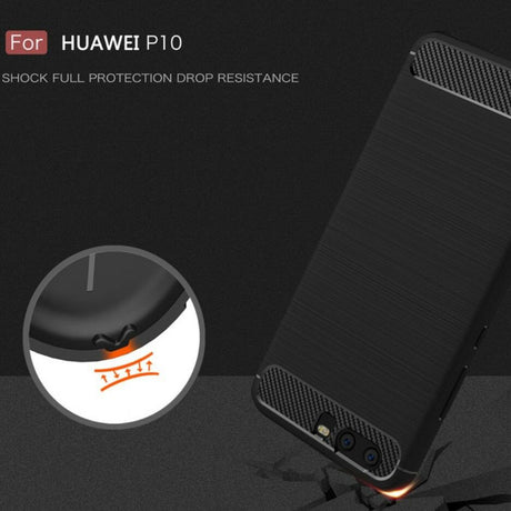 Husa de protectie Techsuit Carbon Silicone compatibil cu Huawei P10, Negru