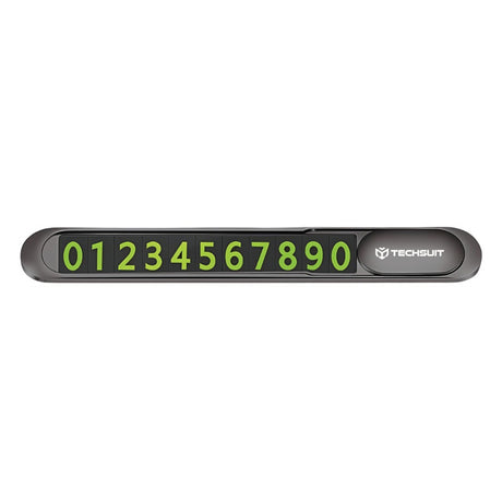 Gadget Techsuit Premium Phone Number Plate (PNP1), Temporary Parking Sign for Dashboard, Zinc Alloy, Removable Adhesive, Negru