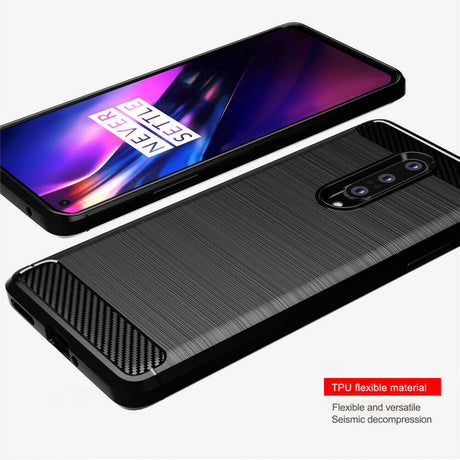 Husa de protectie Techsuit Carbon Silicone compatibil cu OnePlus 8, Negru