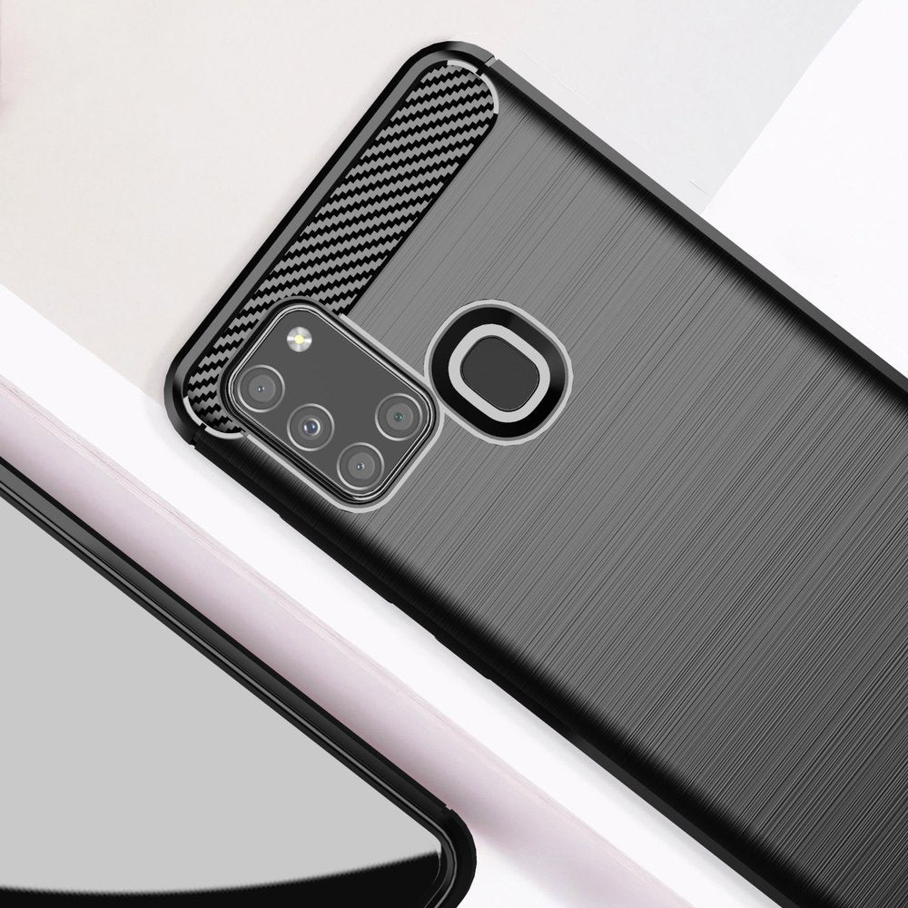 Husa de protectie Techsuit Carbon Silicone compatibil cu Samsung Galaxy A21s, Negru