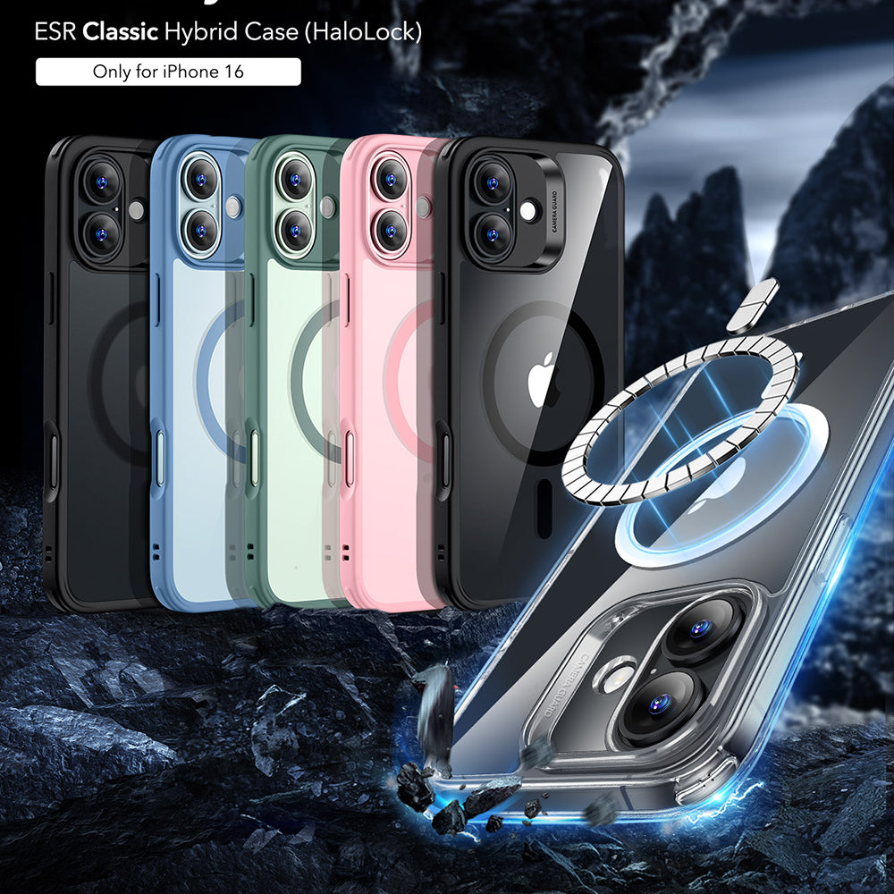 Husa de protectie ESR Classic Hybrid HaloLock compatibil cu iPhone 16, Transparent