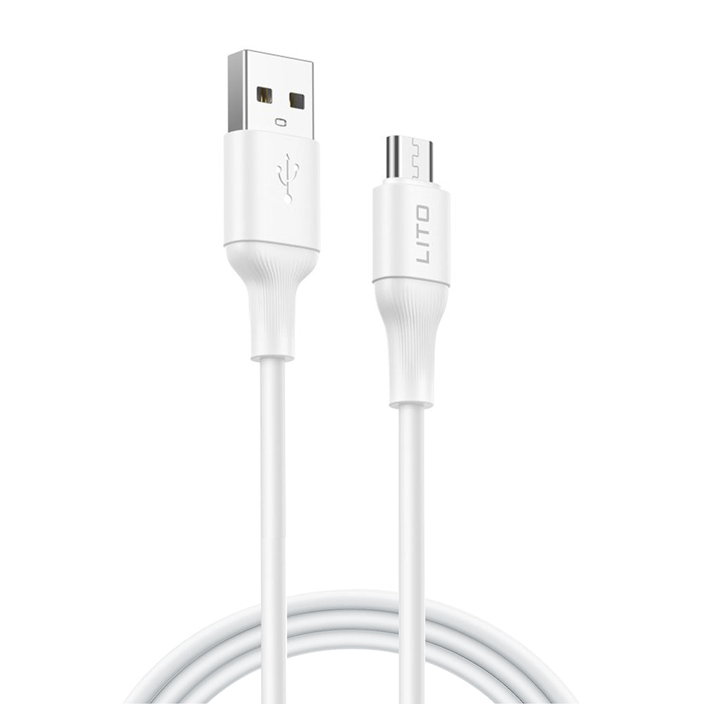 Cablu de Date cu Mufe USB, Micro-USB, 2.4A, 1m - Lito (LD06V) - White