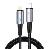 Cablu Lito (LD10CL), Type-C to Lightning, Fast Charging, 30W, with LED Light, 1m, Negru