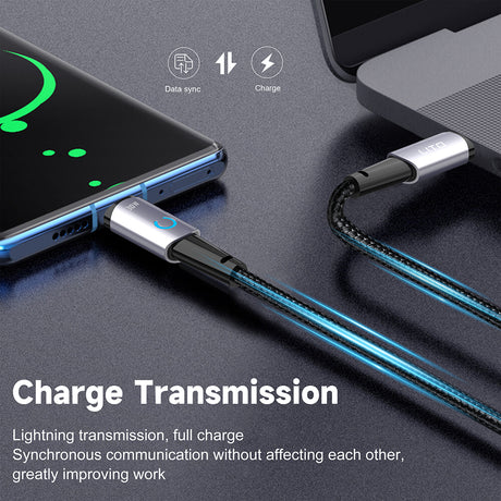 Cablu Lito (LD10CL), Type-C to Lightning, Fast Charging, 30W, with LED Light, 1m, Negru