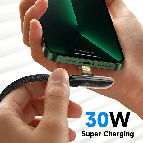 Cablu Lito (LD11CL), Type-C to Lightning, Fast Charging, Angled Design, Gold Plated Interface, 30W, 1m, Negru