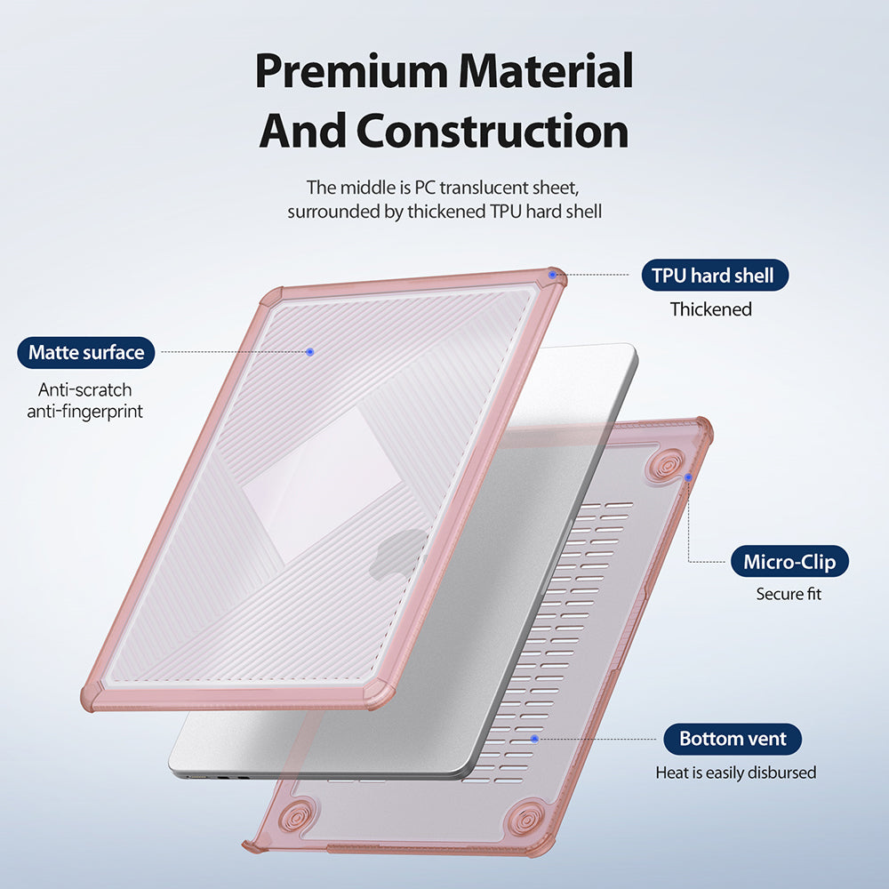 Husa de protectie MacBook Dux Ducis LCGH Series compatibil cu MacBook Pro 14" (2021 / 2023), Roz