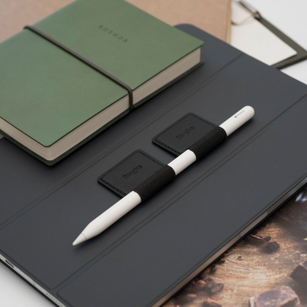 Stylus Ringke Pen Holder (set de 2), Ecological Leather, Textile, Elastic, Negru