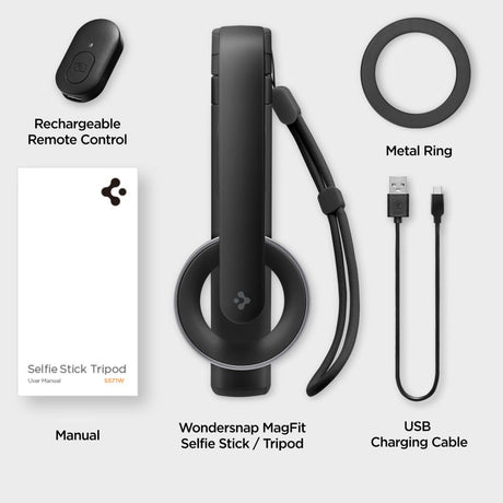 Selfie Stick Spigen S571W (AMP07656), MagSafe, Tripod, Bluetooth, Negru