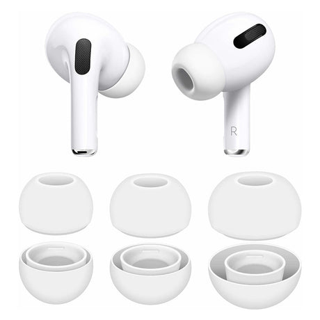 Casti Techsuit (set de 3) Replacement Ear Tips AirVibe (ET1), for Apple AirPods Pro 1 / 2, Premium Silicone XS, S, L Sizes, Alb