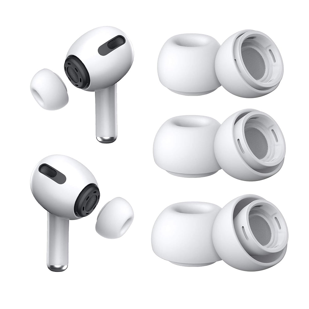 Casti Techsuit (set de 3) Replacement Ear Tips AirVibe (ET1), for Apple AirPods Pro 1 / 2, Premium Silicone XS, S, L Sizes, Alb