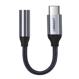 Adaptor Ugreen Audio Cable Adapter AV142 (30632), Type-C to Jack 3.5mm, 10cm, Gri