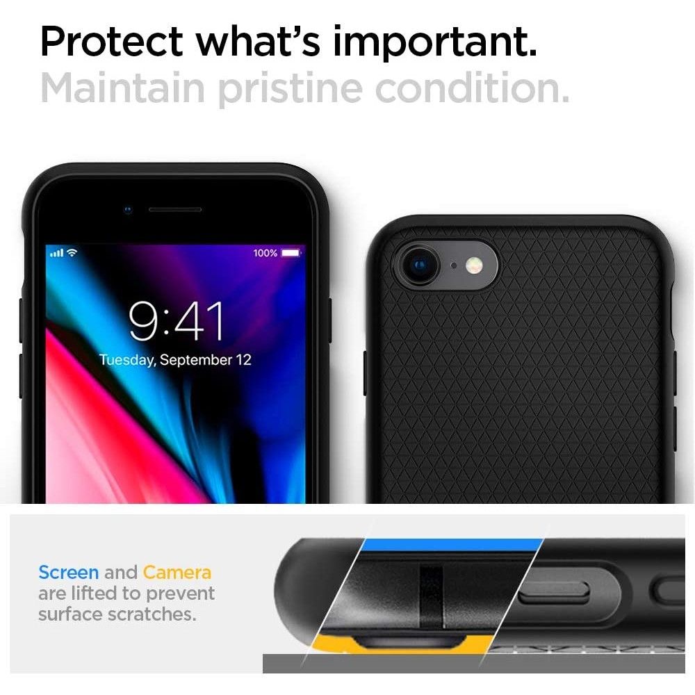 Husa de protectie Spigen Liquid Air (042CS20511) compatibil cu iPhone 7 / iPhone 8 / iPhone SE 2, SE 2020 / iPhone SE 3, SE 2022, Negru