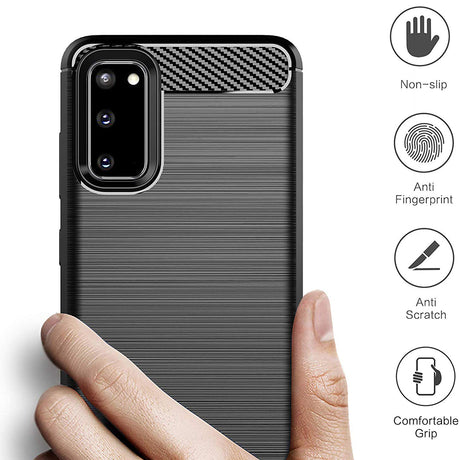 Husa de protectie Techsuit Carbon Silicone compatibil cu Samsung Galaxy S20 4G / S20 5G, Negru