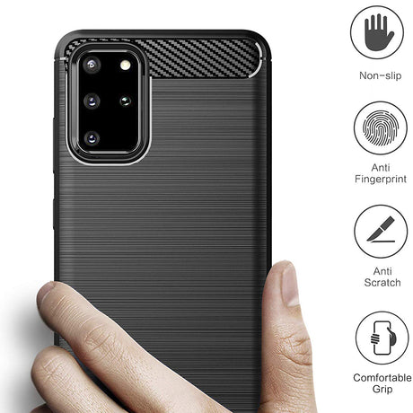 Husa de protectie Techsuit Carbon Silicone compatibil cu Samsung Galaxy S20 Plus 4G / S20 Plus 5G, Negru