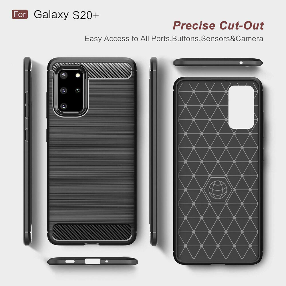 Husa de protectie Techsuit Carbon Silicone compatibil cu Samsung Galaxy S20 Plus 4G / S20 Plus 5G, Negru