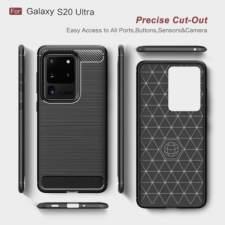Husa de protectie Techsuit Carbon Silicone compatibil cu Samsung Galaxy S20 Ultra 4G / S20 Ultra 5G, Negru