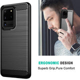 Husa de protectie Techsuit Carbon Silicone compatibil cu Samsung Galaxy S20 Ultra 4G / S20 Ultra 5G, Negru