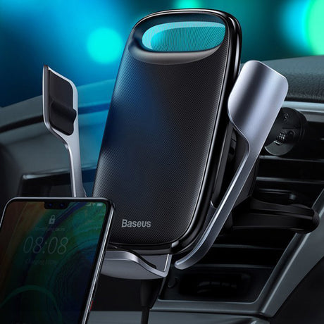 Suport Baseus with Wireless Charging Milky Way (WXHW02-01), for Air Vent, 15W, Negru