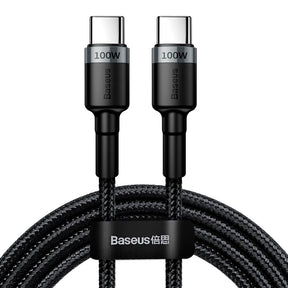 Cablu Baseus Cafule (CATKLF-ALG1), Type-C to Type-C, Flash Charging, PD 2.0, 100W, 480Mbps, 2m, Gri / Black
