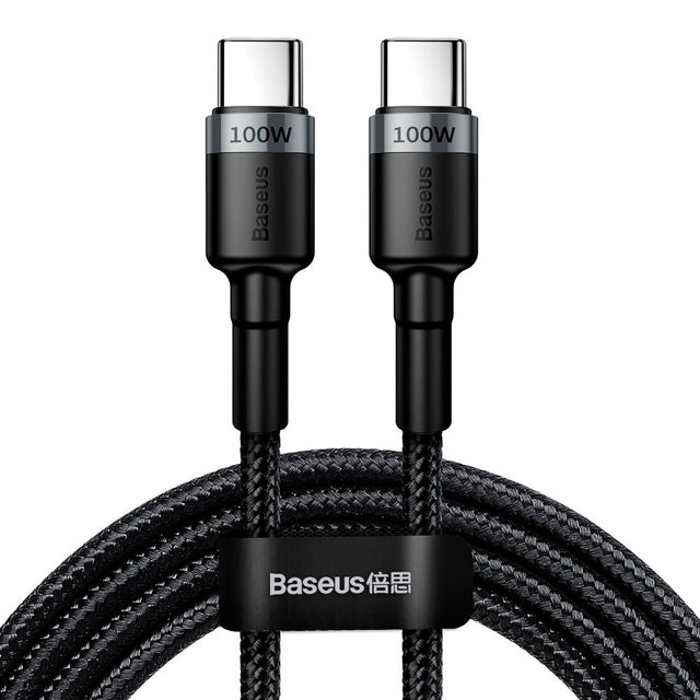 Cablu Baseus Cafule (CATKLF-ALG1), Type-C to Type-C, Flash Charging, PD 2.0, 100W, 480Mbps, 2m, Gri / Black