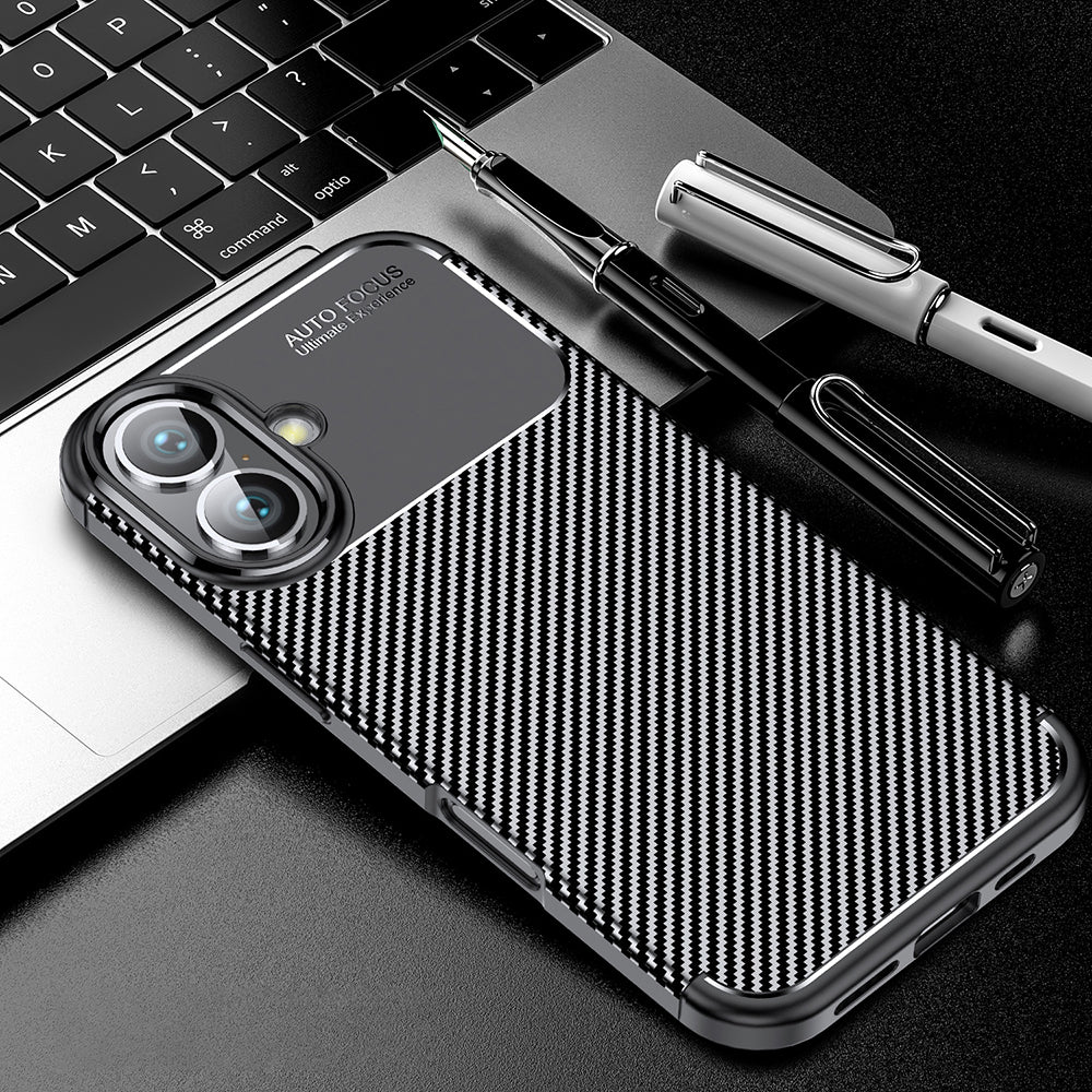 Husa de protectie Techsuit CarbonFiber compatibil cu iPhone 16 Plus, Negru