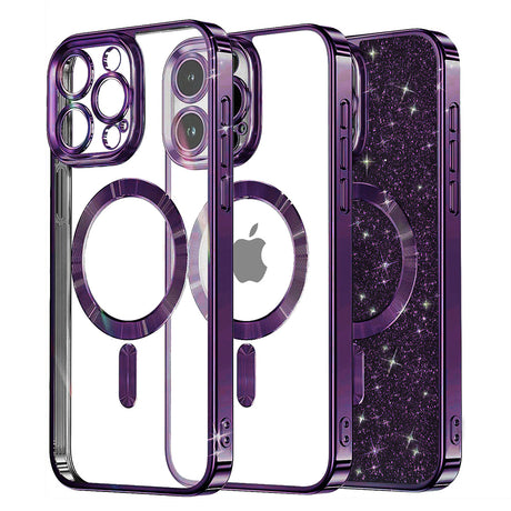 Husa de protectie Techsuit Luxury Glitter MagSafe compatibil cu iPhone 16 Pro Max, Mov Inchis