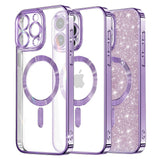 Husa de protectie Techsuit Luxury Glitter MagSafe compatibil cu iPhone 16 Pro, Mov Deschis