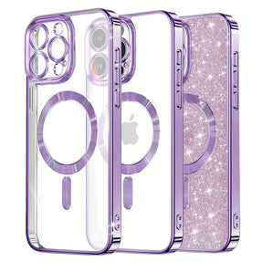 Husa de protectie Techsuit Luxury Glitter MagSafe compatibil cu iPhone 16 Pro, Mov Deschis