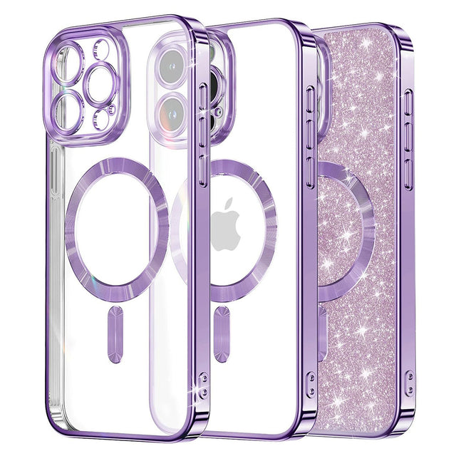 Husa de protectie Techsuit Luxury Glitter MagSafe compatibil cu iPhone 16 Pro, Mov Deschis