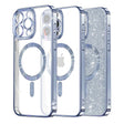 Husa de protectie Techsuit Luxury Glitter MagSafe compatibil cu iPhone 16 Pro, Albastru Deschis