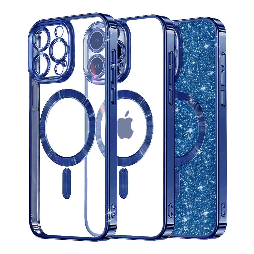 Husa de protectie Techsuit Luxury Glitter MagSafe compatibil cu iPhone 16 Pro, Albastru Inchis
