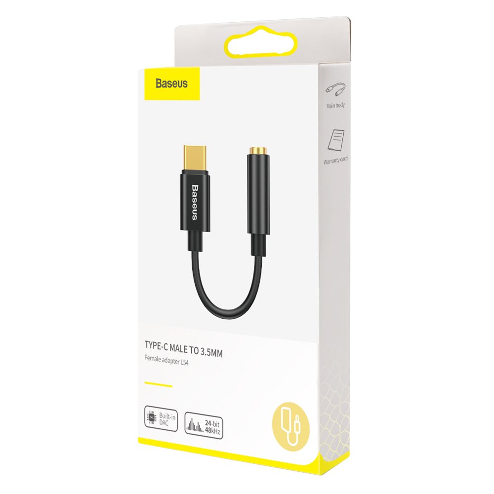 Adaptor Baseus Type-C la Jack 3.5mm (CATL54-01), DAC Chip, Negru