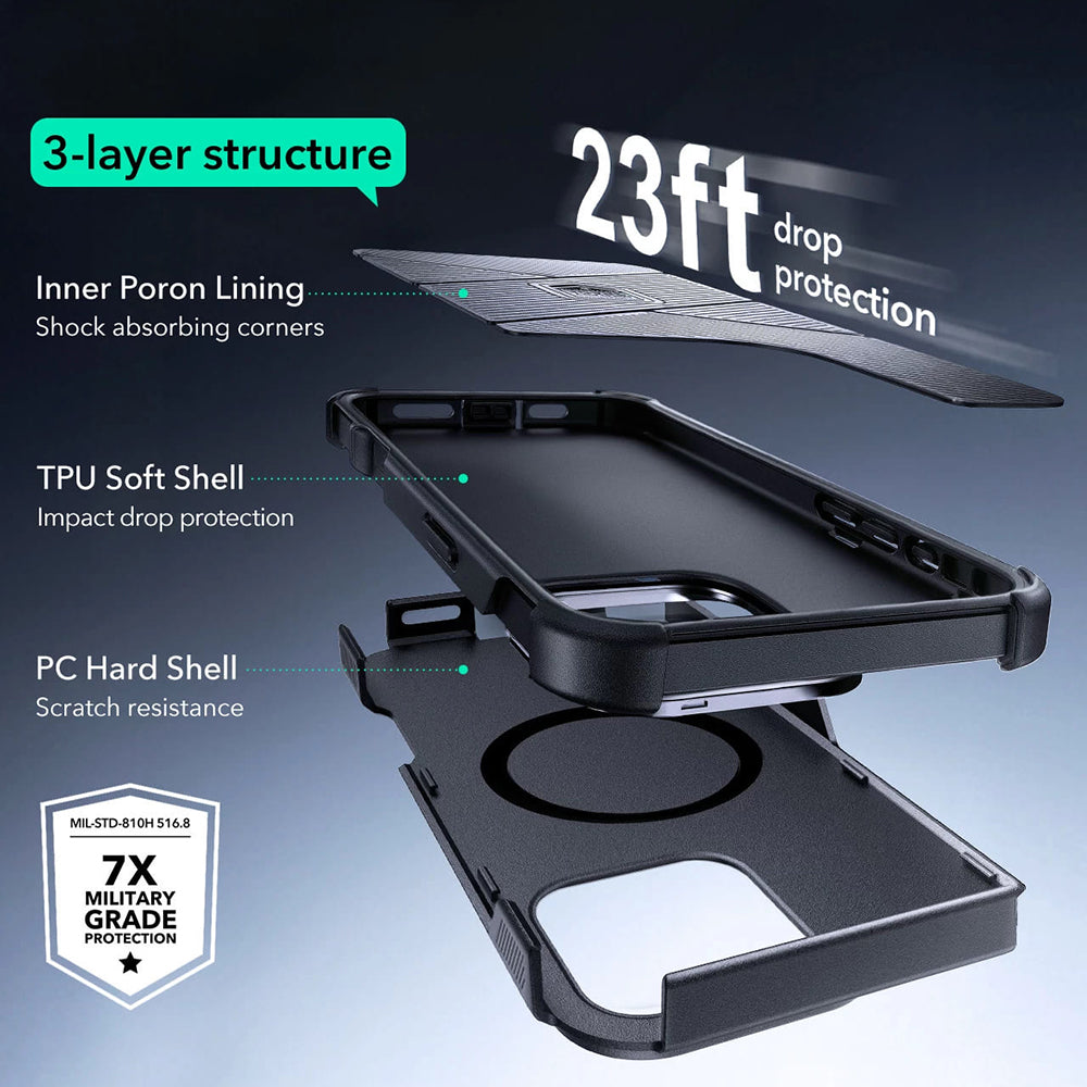 Husa de protectie ESR Cyber Armor Kickstand compatibil cu iPhone 16 Pro Max, Verde