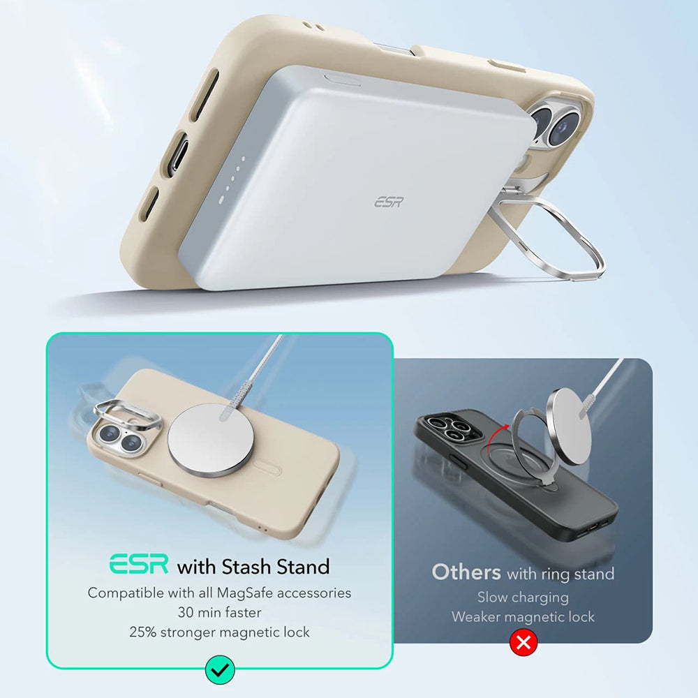 Husa de protectie ESR Cloud Soft HaloLock Kickstand compatibil cu iPhone 16 Plus, Light Tan