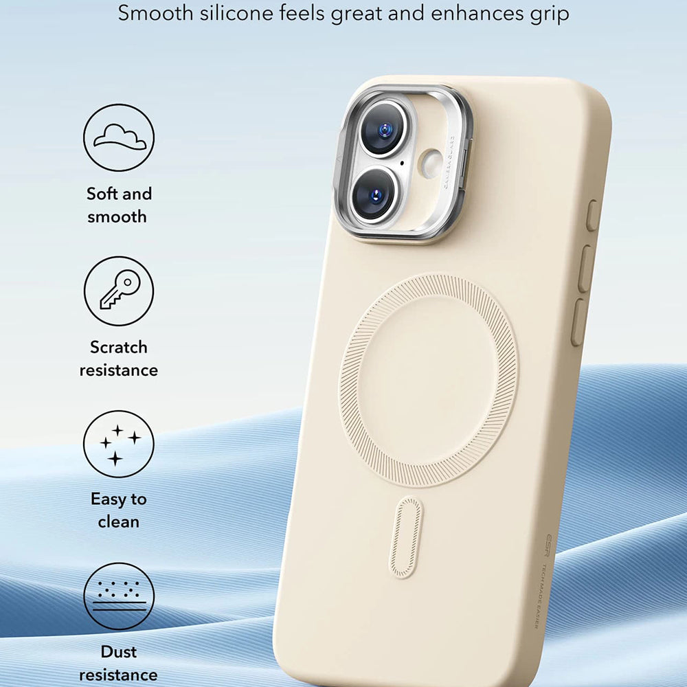 Husa de protectie ESR Cloud Soft HaloLock Kickstand compatibil cu iPhone 16 Plus, Light Tan
