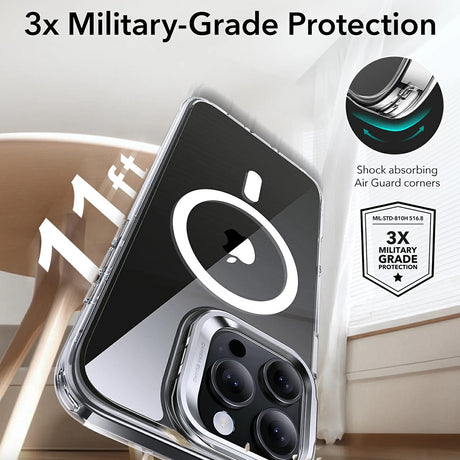 Husa de protectie ESR Classic Hybrid HaloLock Kickstand compatibil cu iPhone 16 Pro Max, Transparent Black