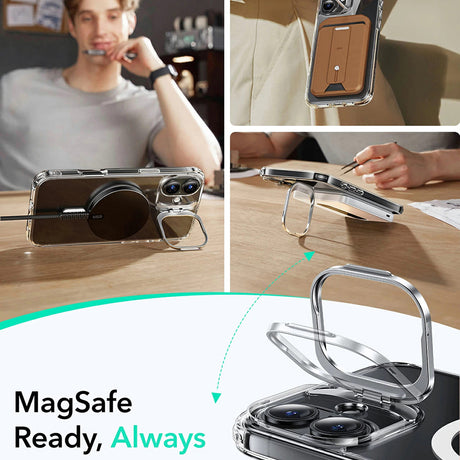 Husa de protectie ESR Classic Hybrid HaloLock Kickstand compatibil cu iPhone 16, Transparent