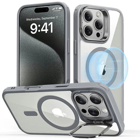 Husa de protectie ESR Classic Hybrid HaloLock Kickstand compatibil cu iPhone 16 Pro, Gri Clear