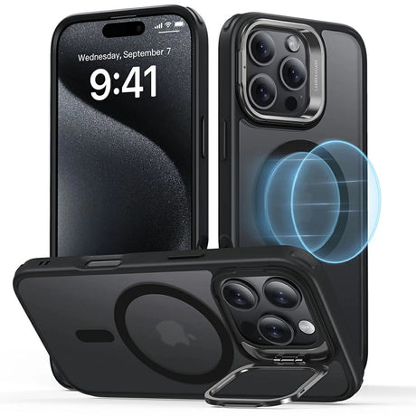 Husa de protectie ESR Classic Hybrid HaloLock Kickstand compatibil cu iPhone 16 Pro, Negru Mat
