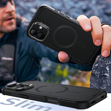 Husa de protectie ESR Cyber Armor Kickstand compatibil cu iPhone 16, Albastru