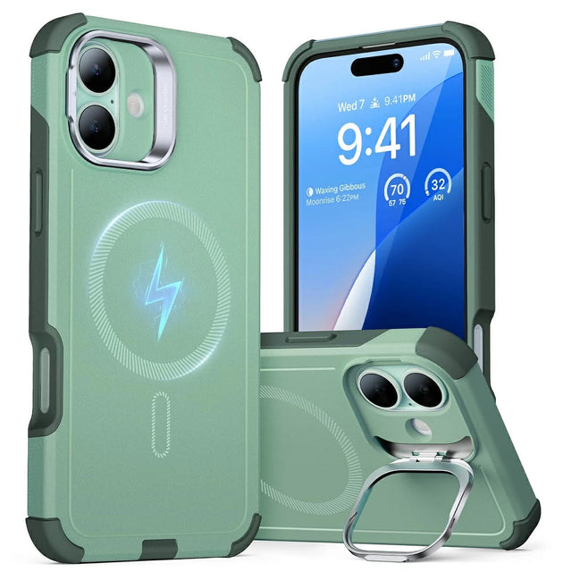 Husa de protectie ESR Cyber Armor Kickstand compatibil cu iPhone 16, Verde