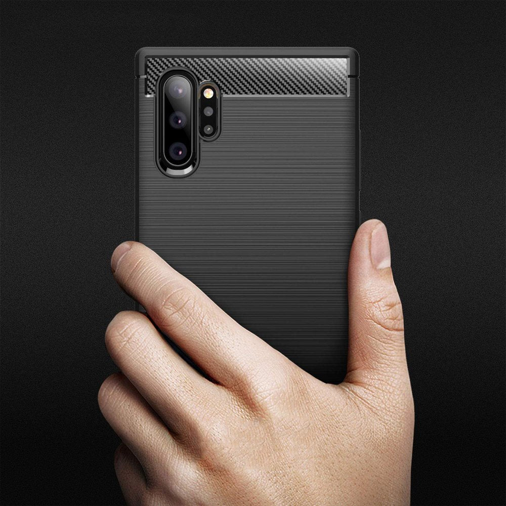 Fekete Techsuit Carbon Silicone tok Samsung Galaxy Note 10 Plus 4G készülékhez