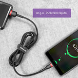 Cablu Baseus Cafule (CATKLF-C91), USB to Type-C, 2A, 2m, 480Mbps, Aluminum Alloy, Nylon, Rosu Black