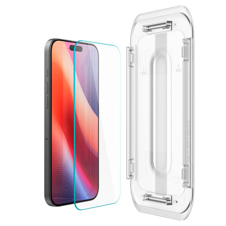 Folie de protectie Spigen (set de 2) Glas.tR EZ-FIT (AGL07928) compatibil cu iPhone 16 Pro / iPhone 17 / iPhone 17 Pro, Transparent