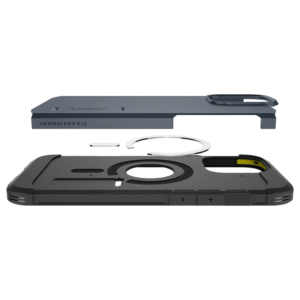 Husa de protectie Spigen Tough Armor MagSafe (ACS08147) compatibil cu iPhone 16 Pro, Metal Slate