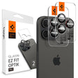 Folie de protectie Spigen (set de 2) Optik.tR EZ Fit Pro Camera Glass (AGL05217) compatibil cu iPhone 14 Pro/Max/15 Pro/Max/16 Pro/Max/17 Pro/Max, Negru